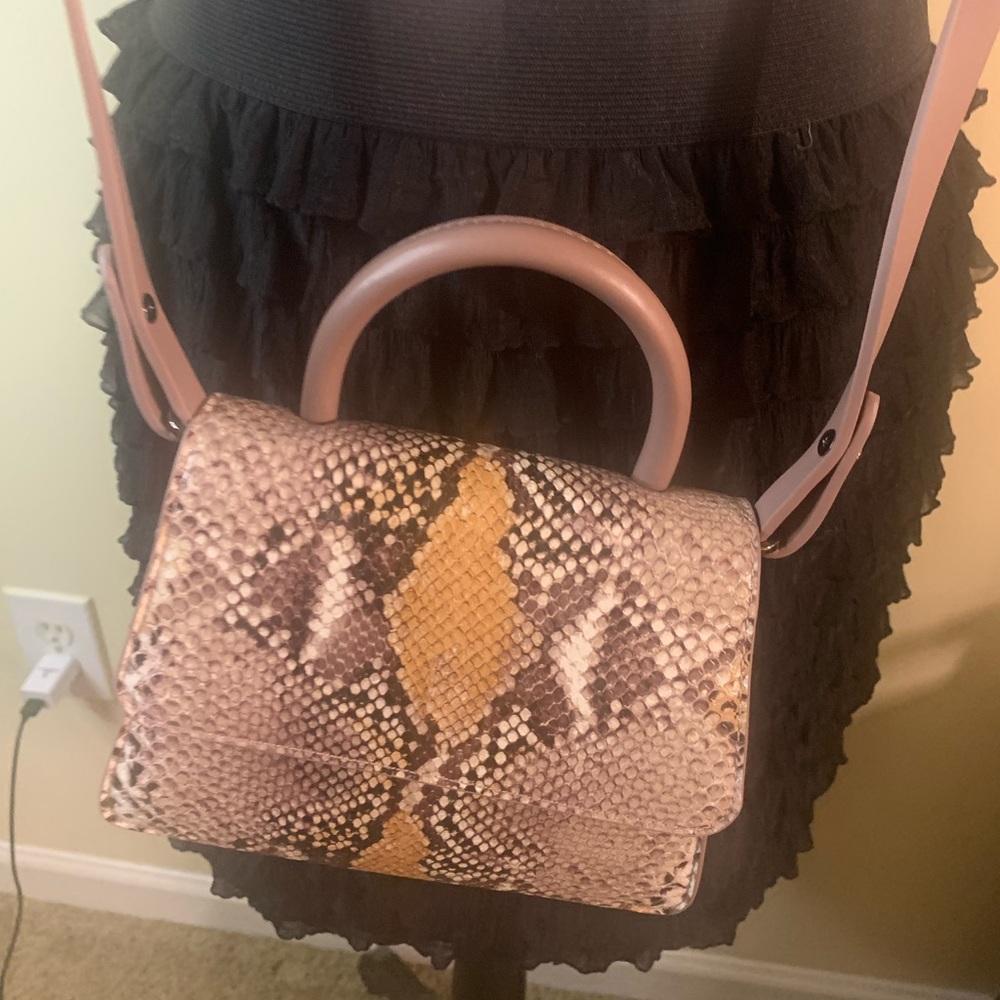 Small faux snakeskin triangular purse